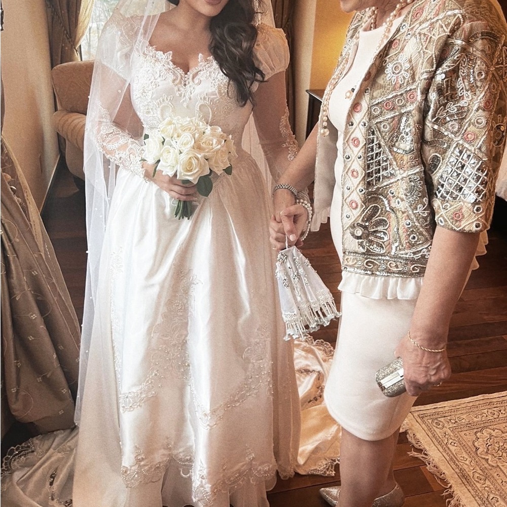 Long sleeve white wedding dress